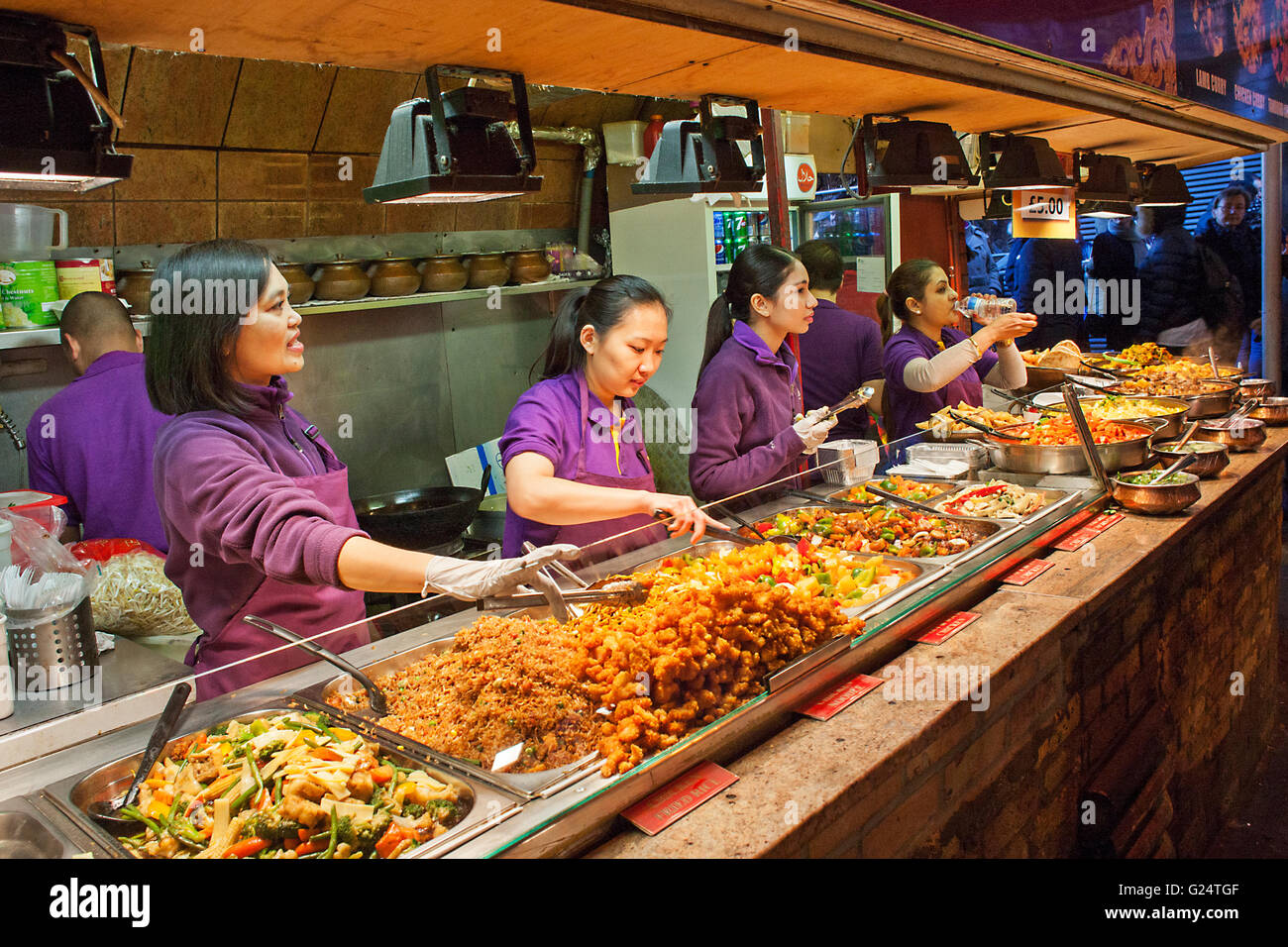 Chinese and indian food hall market stalls Camden market rice , stir
