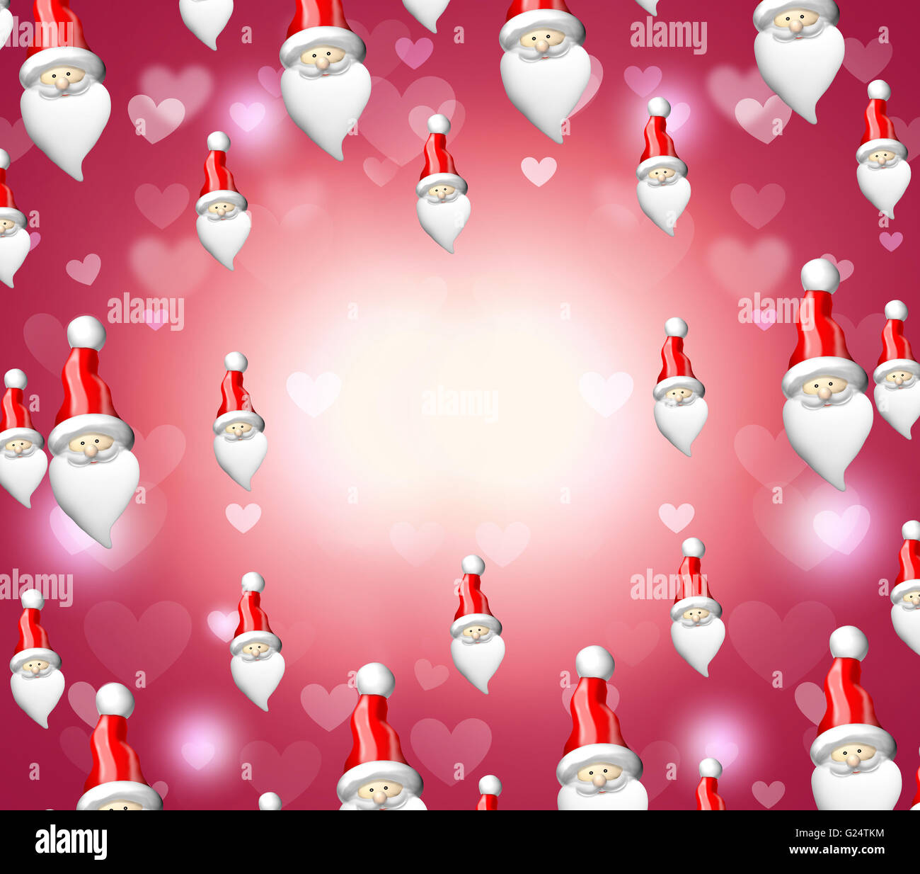 Santa Claus Heads Hearts Love Stock Photo
