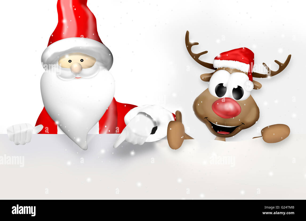 Christmas Santa Claus and Reindeer Stock Photo