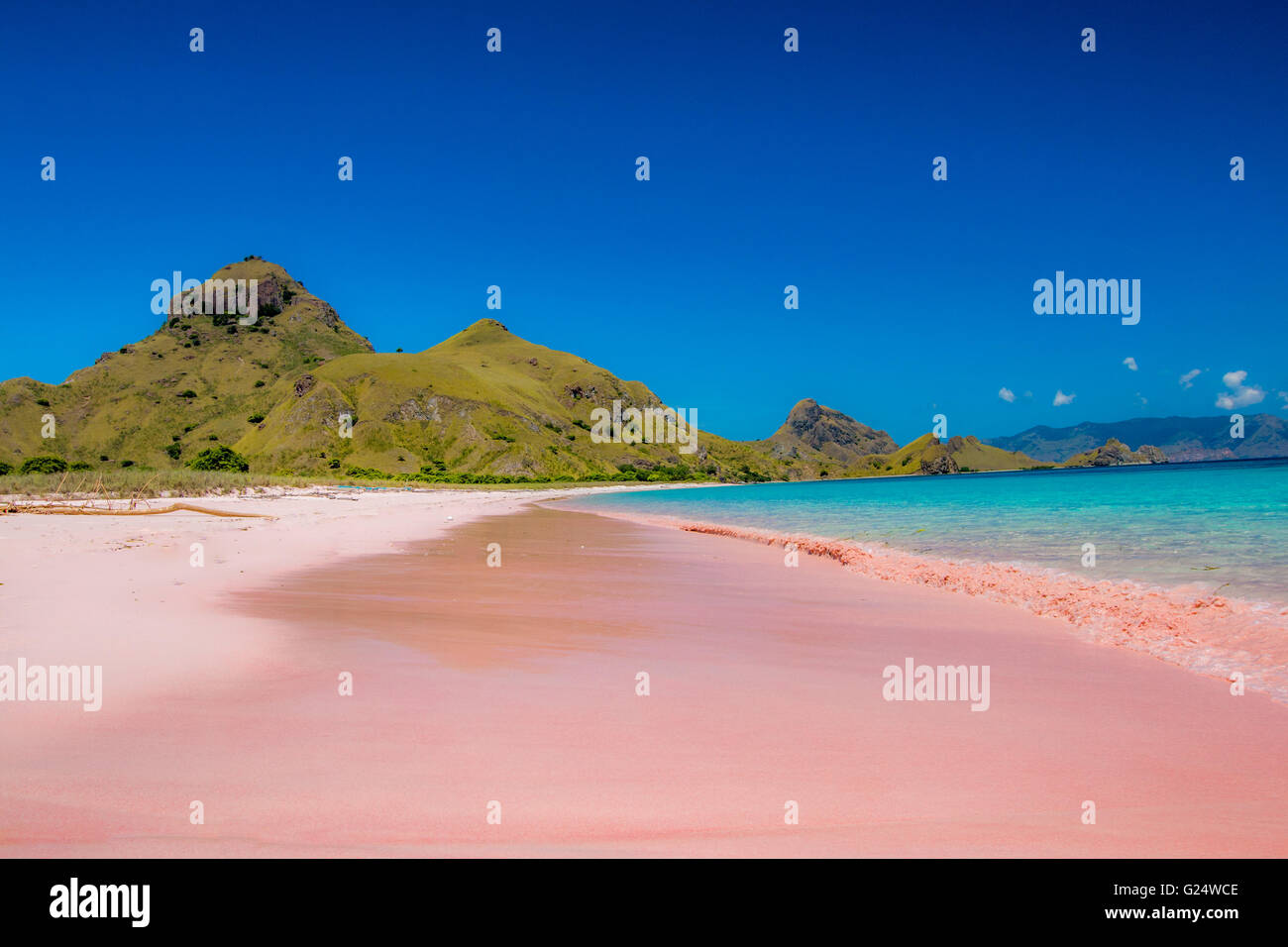 Pink Beach in Komodo Island Indonesia Stock Photo