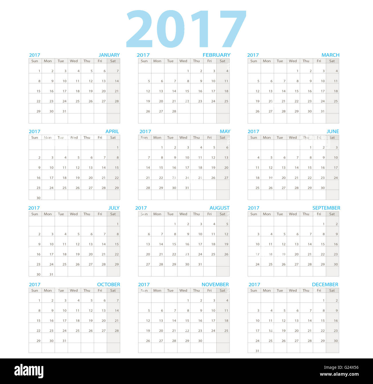 Calendar 2017, monthly calendar of 2017 Stock Photo - Alamy