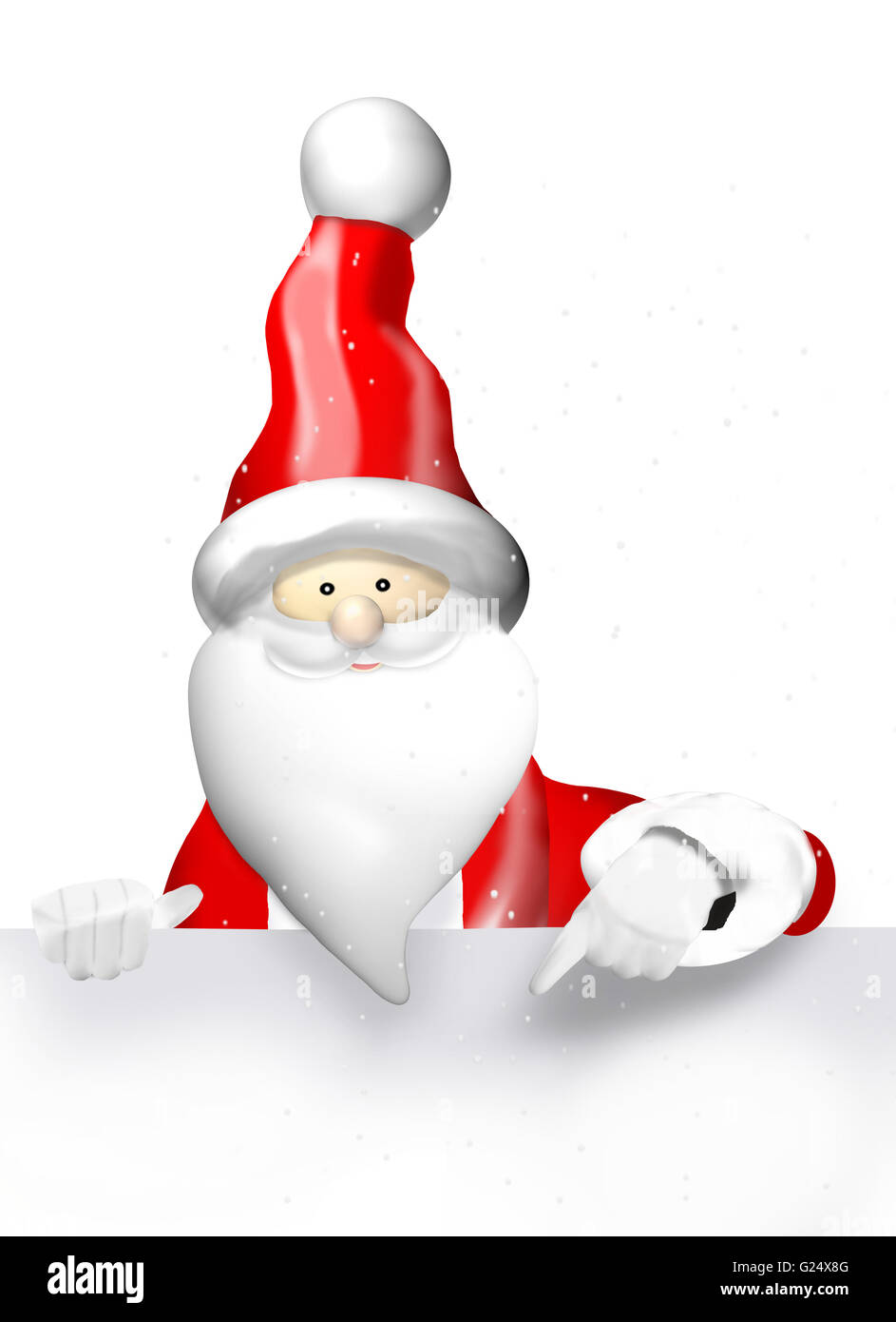 Santa Claus pointing to white banner Stock Photo