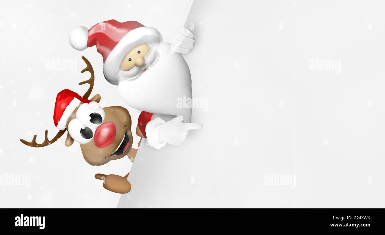 happy reindeer santa claus Stock Photo
