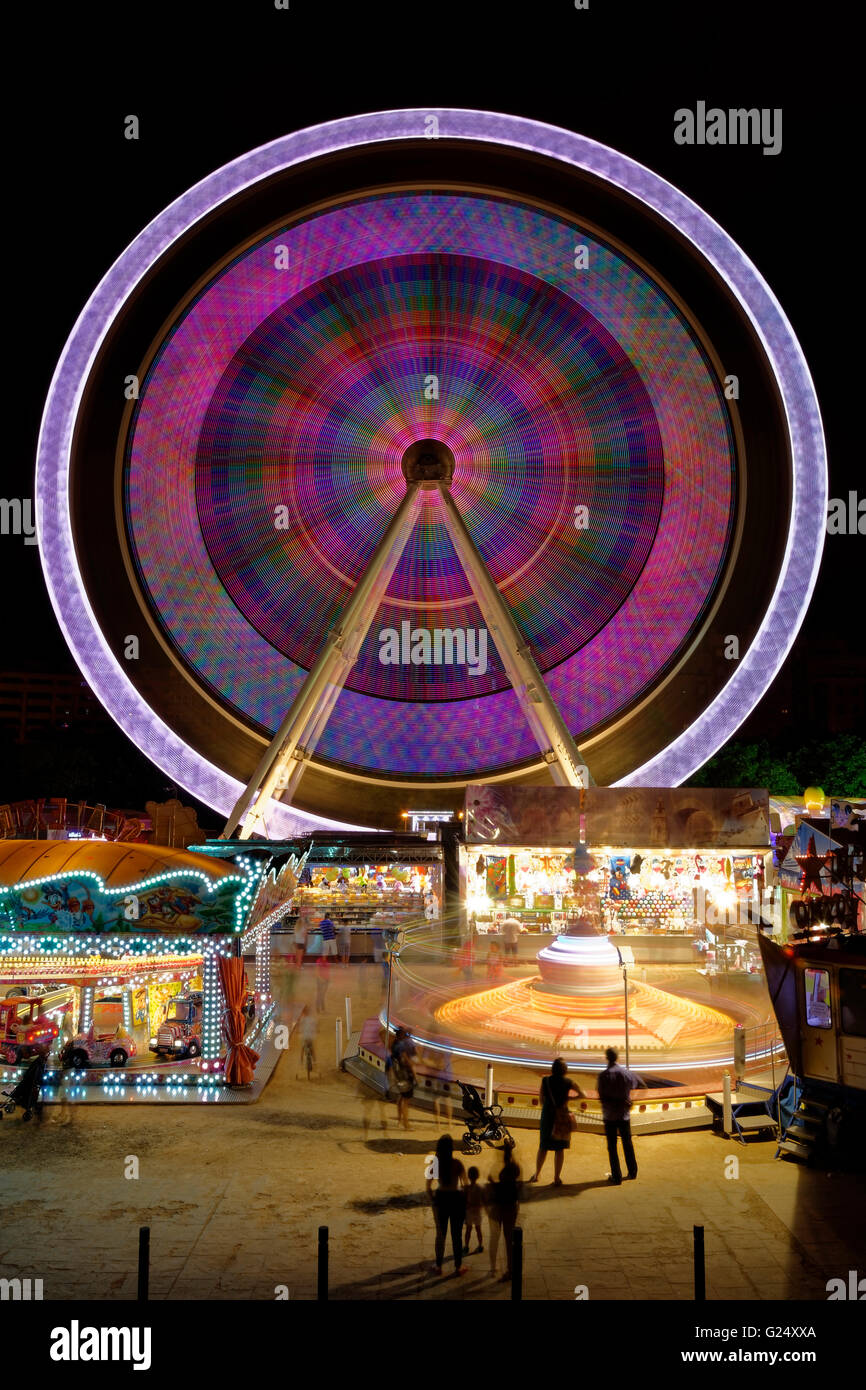 Fair Ferris Wheel. Fair os July. valencia. Stock Photo