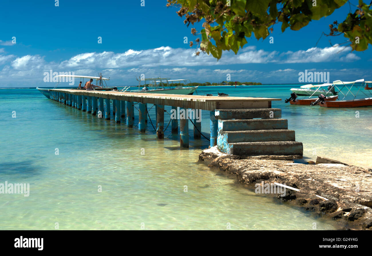beach walk in French Polynesia moorea island tropical Stock Photo