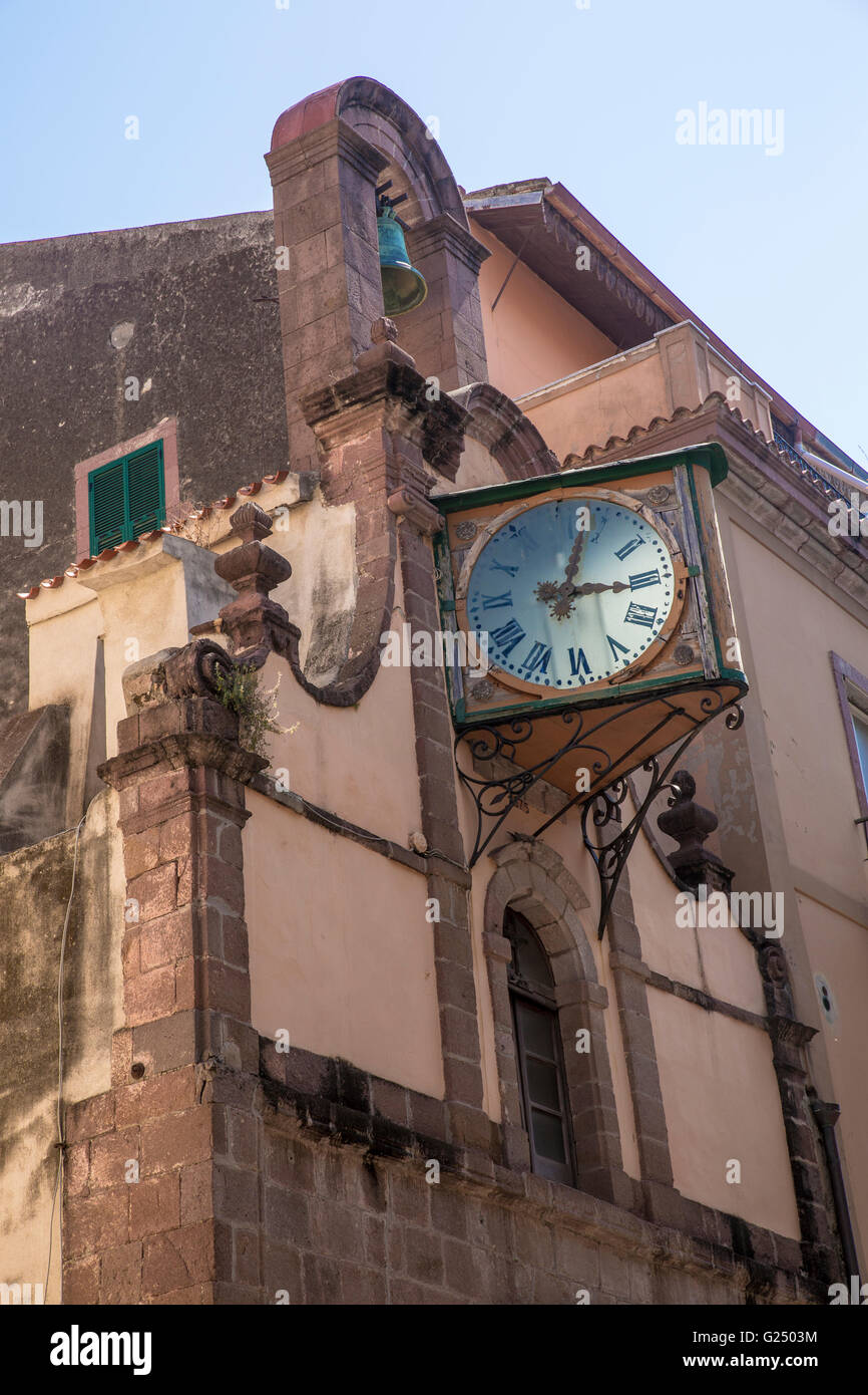 Historical city clock of Bosa, Oristano, Sardinia, Italy Stock Photo