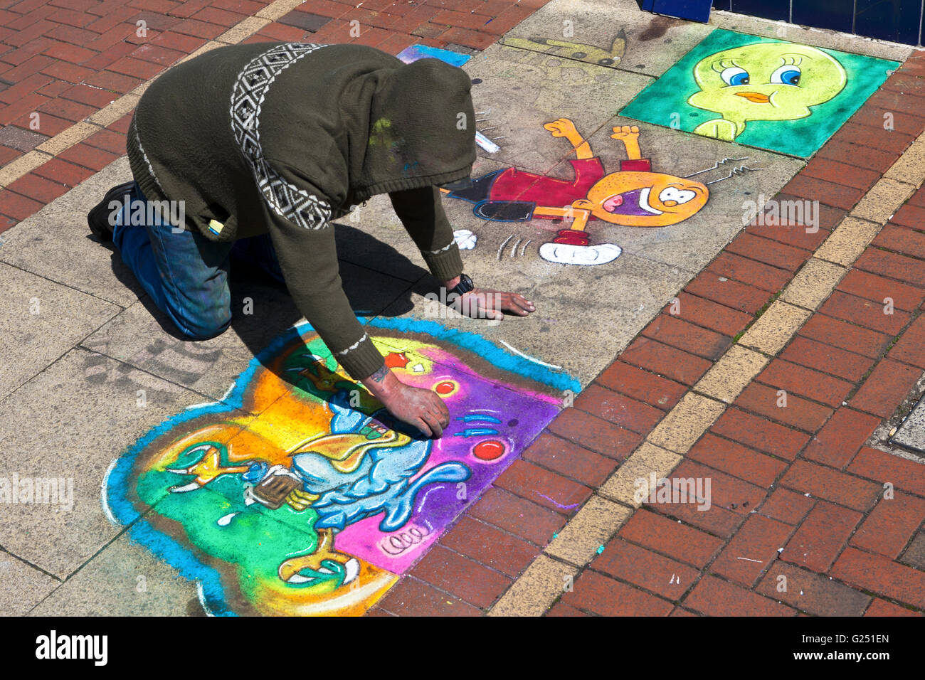 Kids Chalk Drawing On Asphalt Stock Photo - Download Image Now