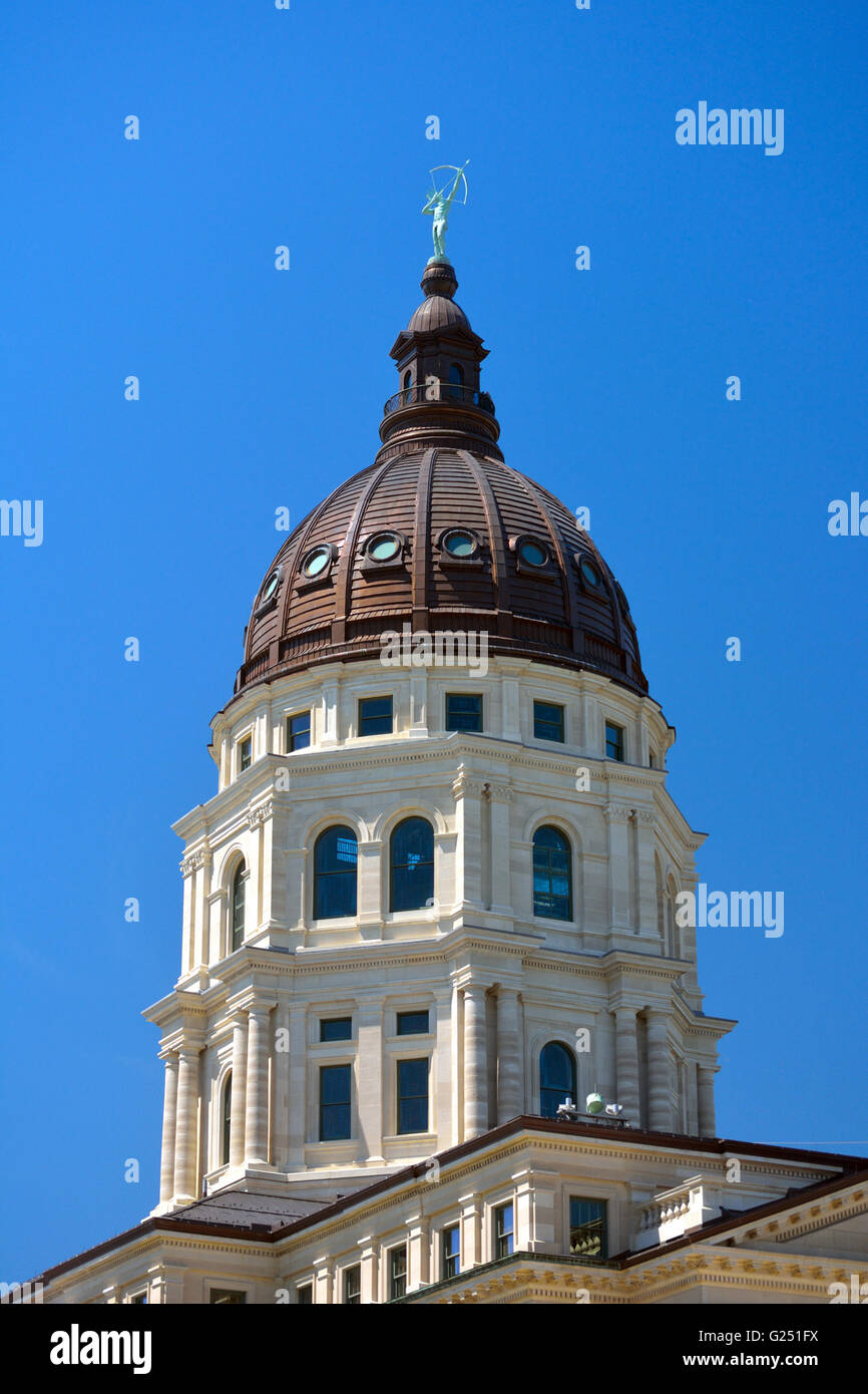 Kansas State Capitol Building Dome on a Sunny Day Stock Photo