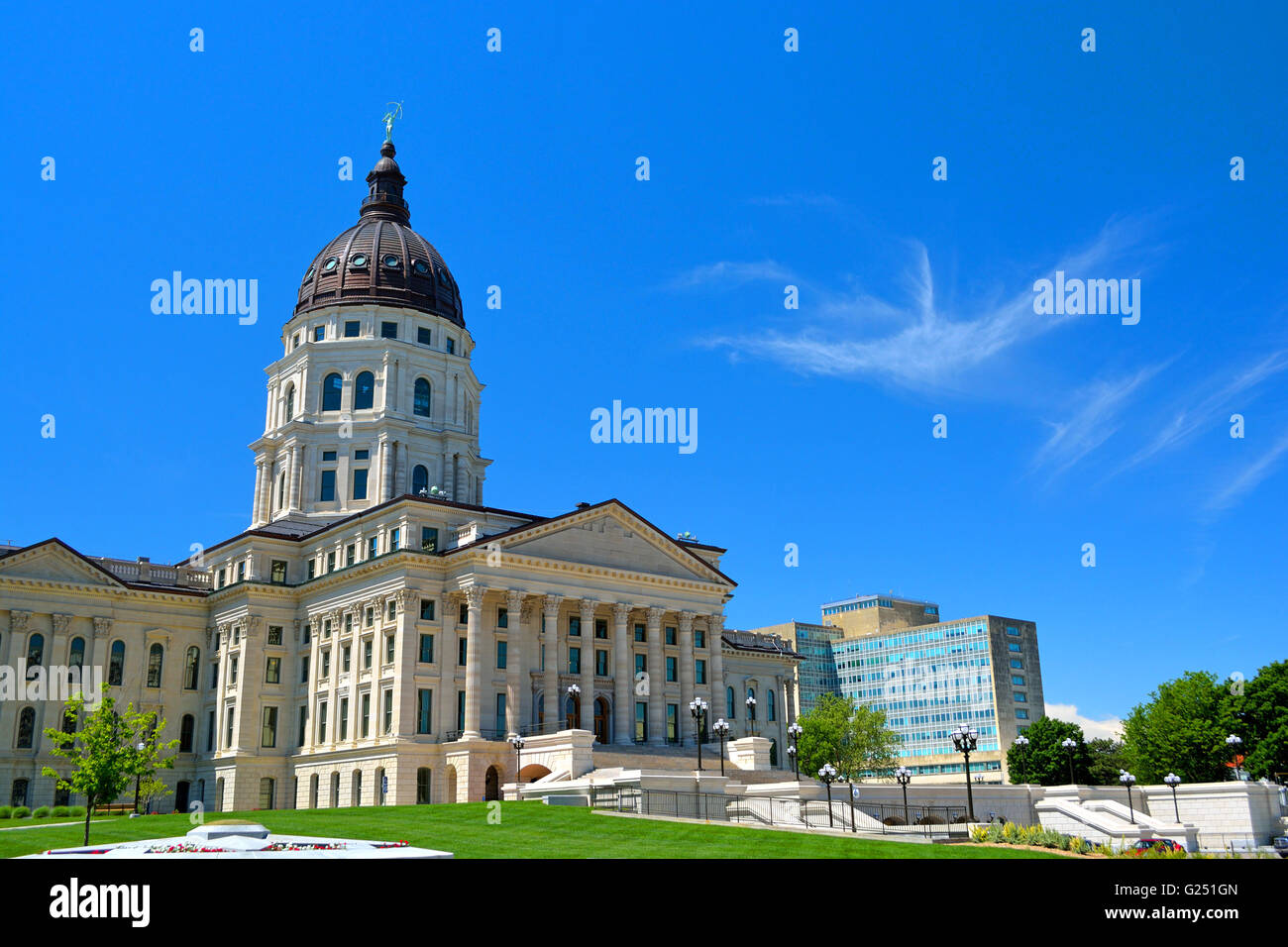 Kansas State Capitol Building on a Sunny Day Stock Photo