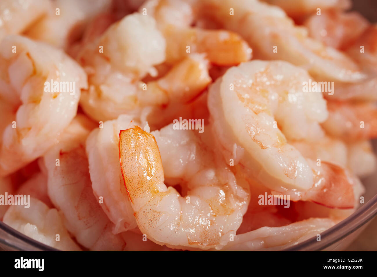 cooked shrimp, tail on, peeled and with the vein removed, sometimes