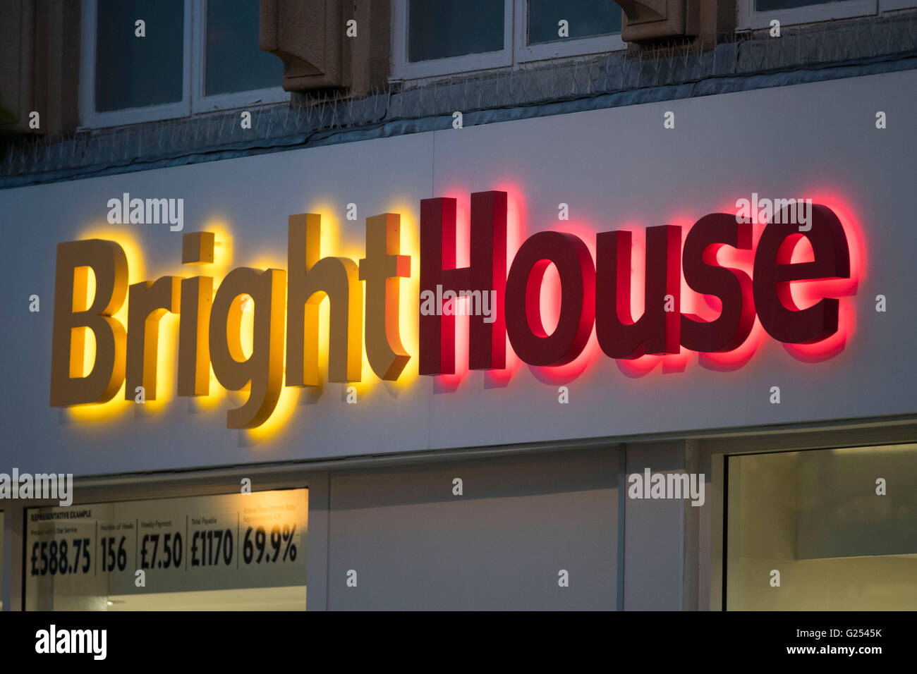 Bright House rental finance store sign logo. Stock Photo