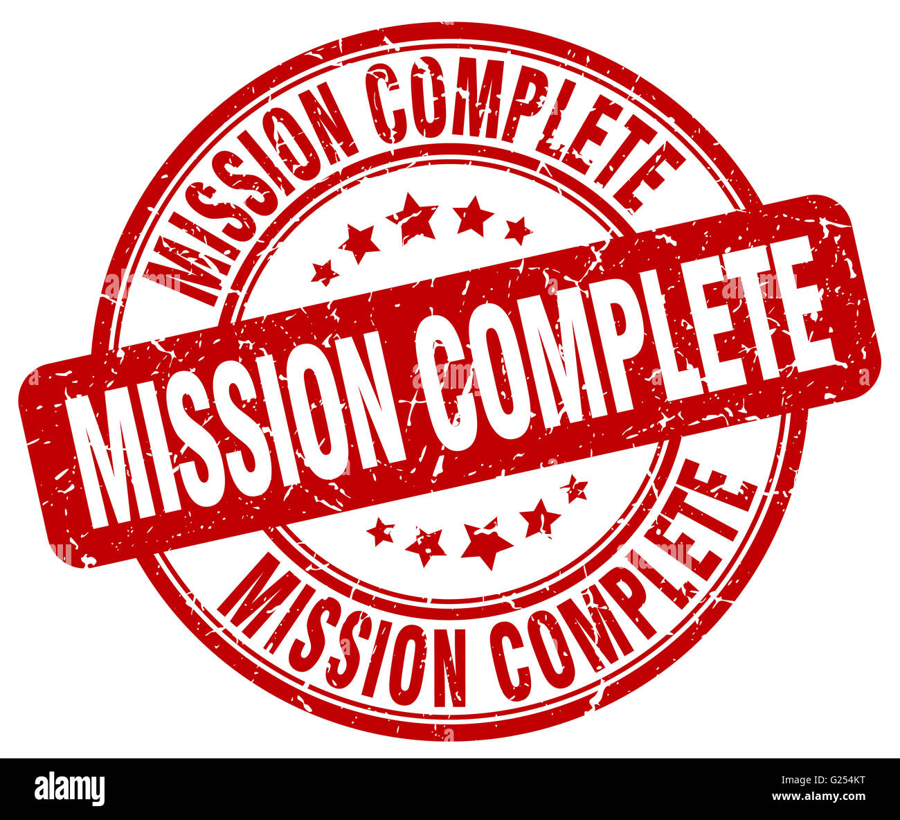 mission complete red grunge round vintage rubber stamp Stock Photo - Alamy