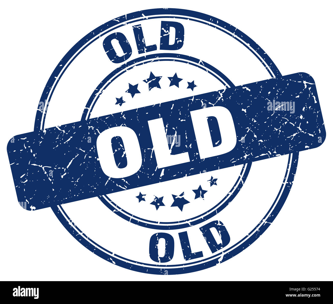 old blue grunge round vintage rubber stamp Stock Photo - Alamy