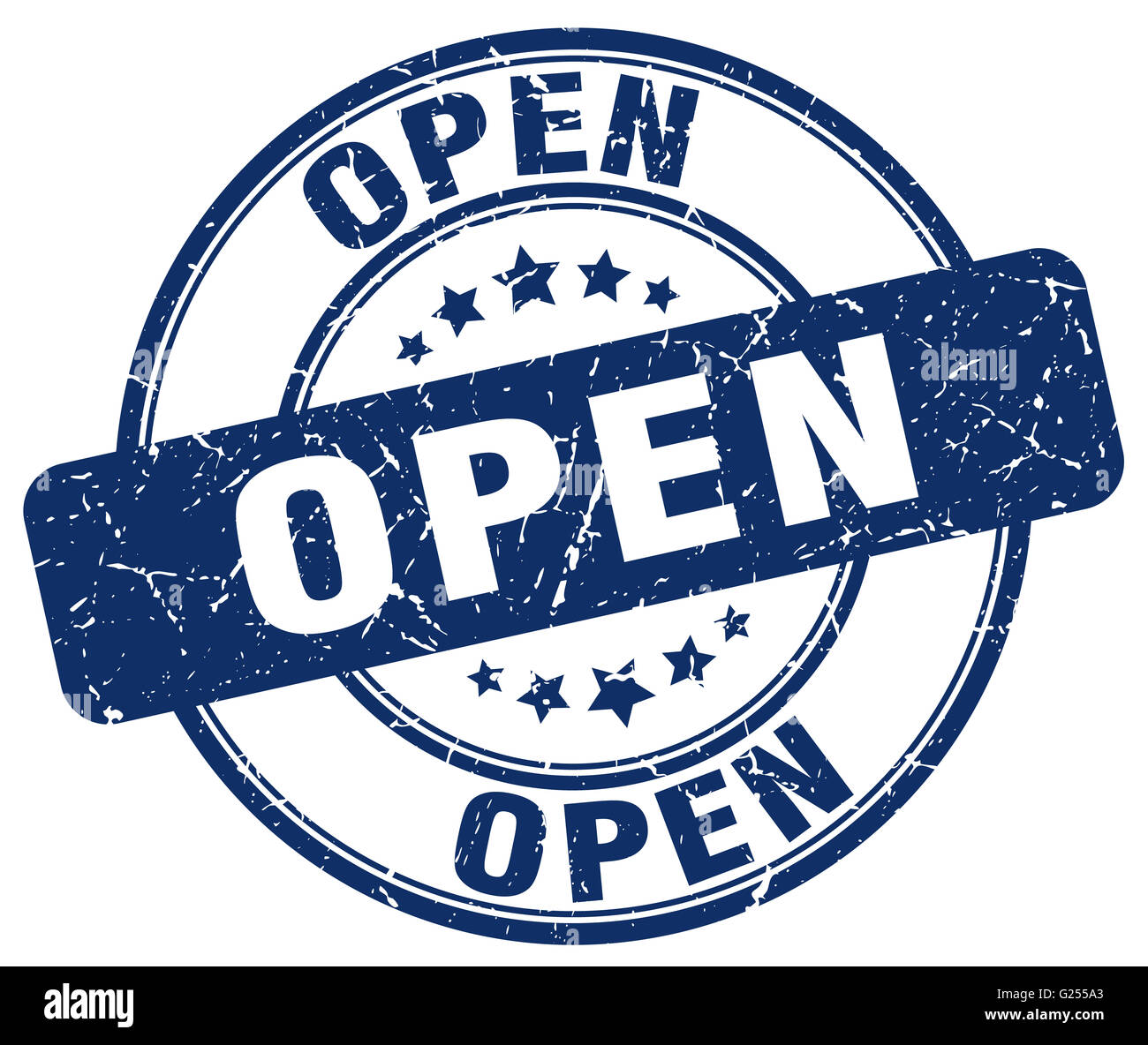 open blue grunge round vintage rubber stamp Stock Photo - Alamy