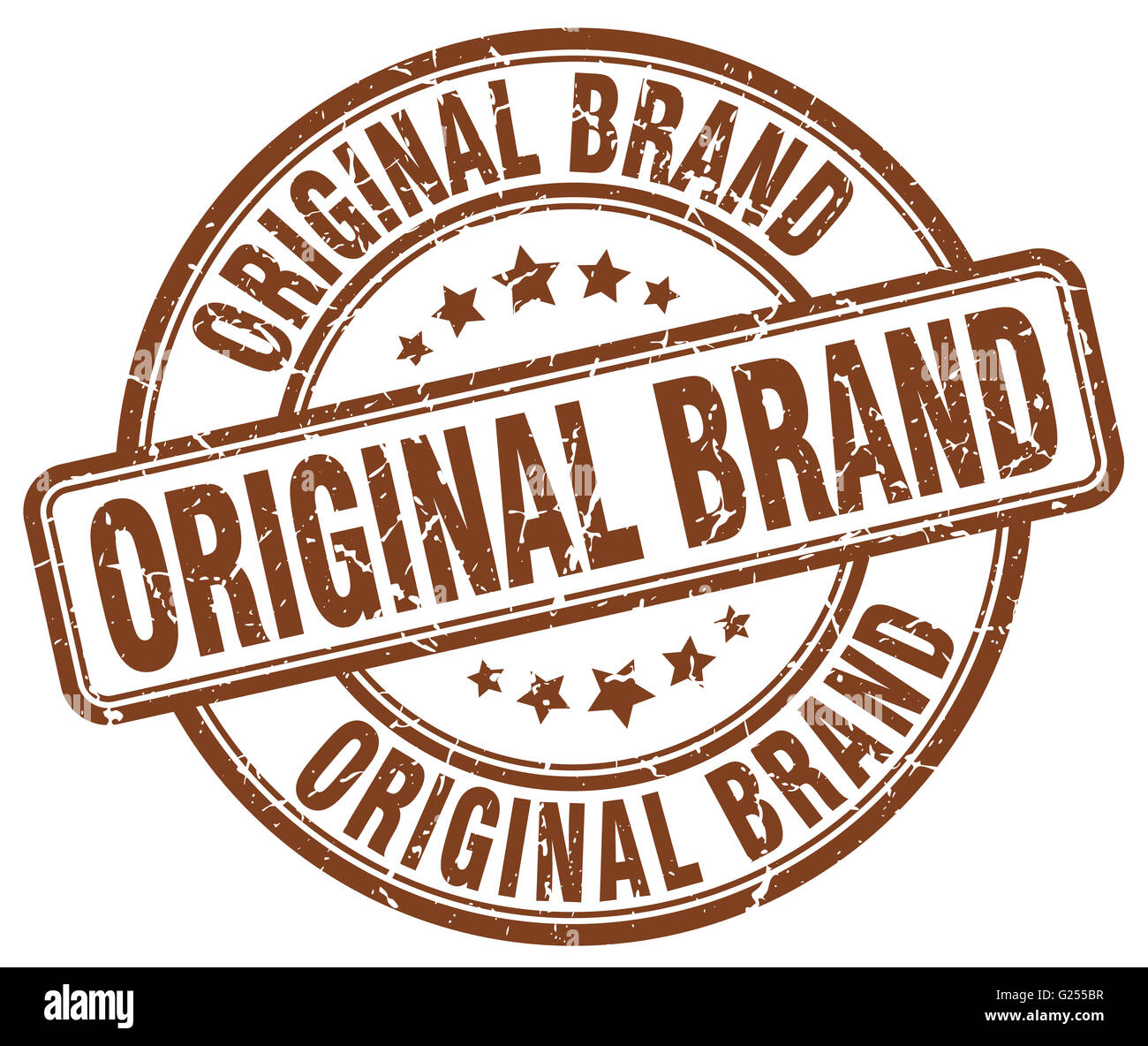 original brand brown grunge round vintage rubber stamp Stock Photo - Alamy