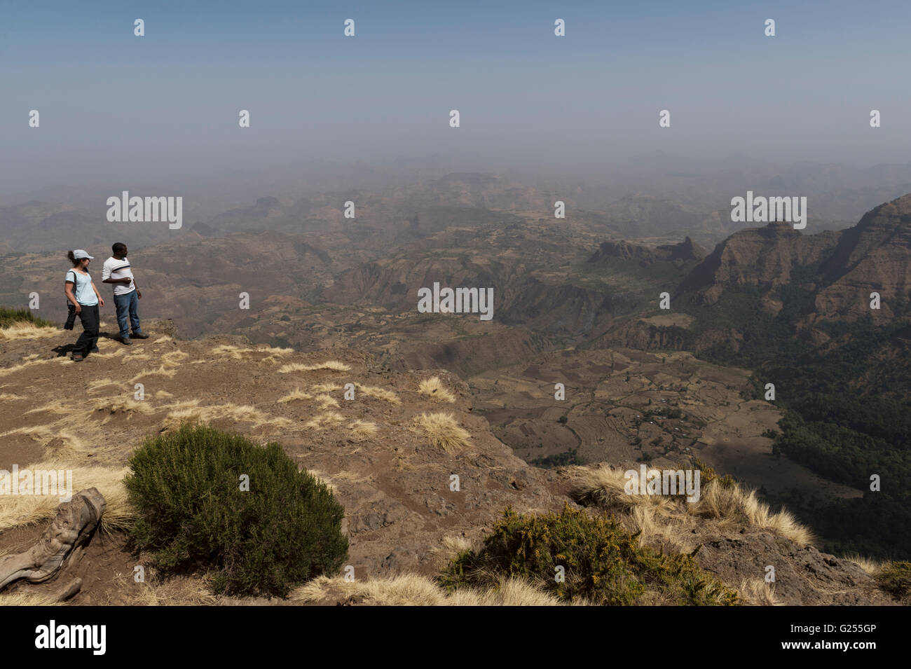 People of the edge f a cliff Simien Mountains National Park, Ethiopia ...