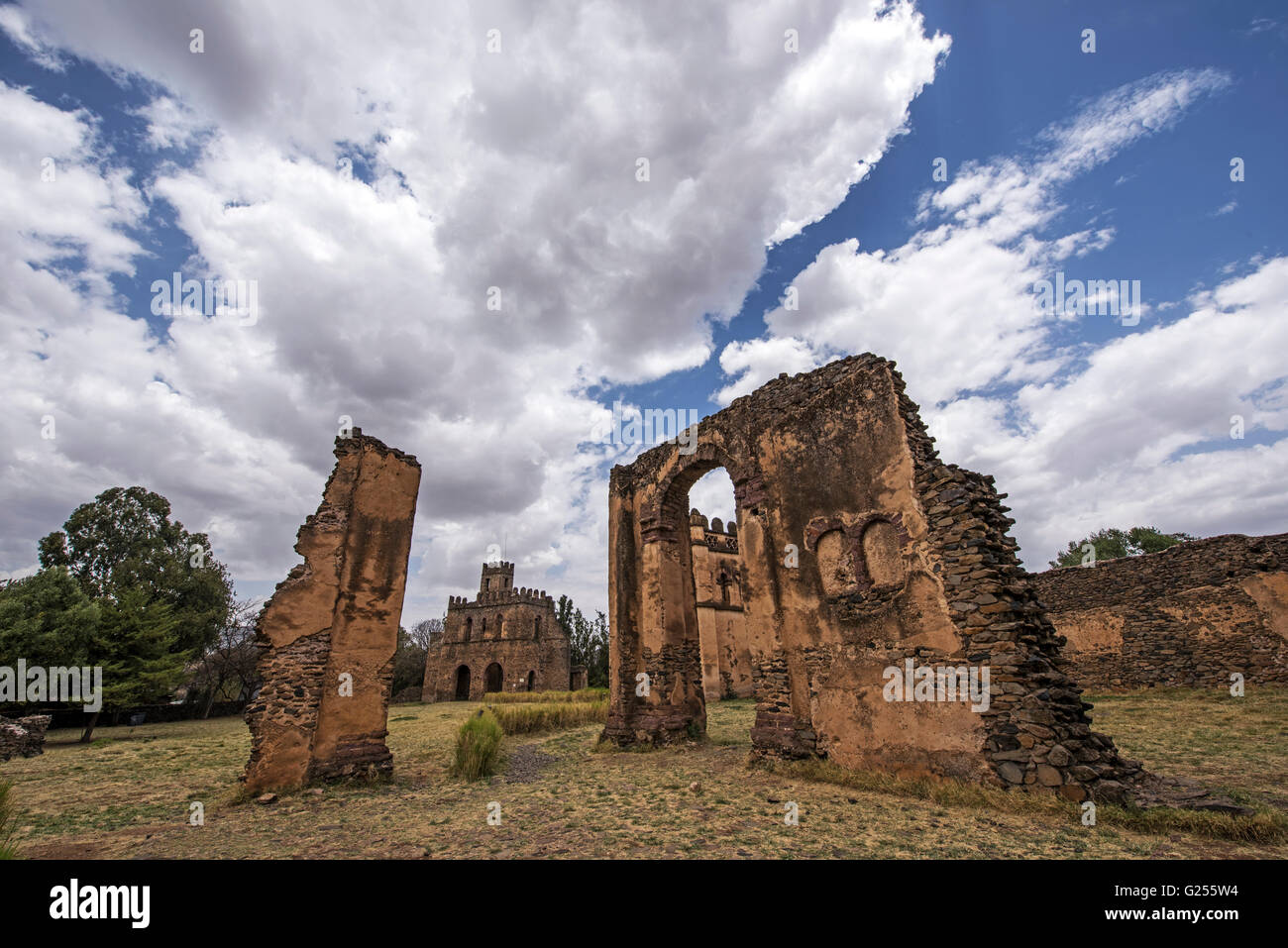 Royal Enclosure castle and other historical monuments Gondar, Ethiopia Stock Photo