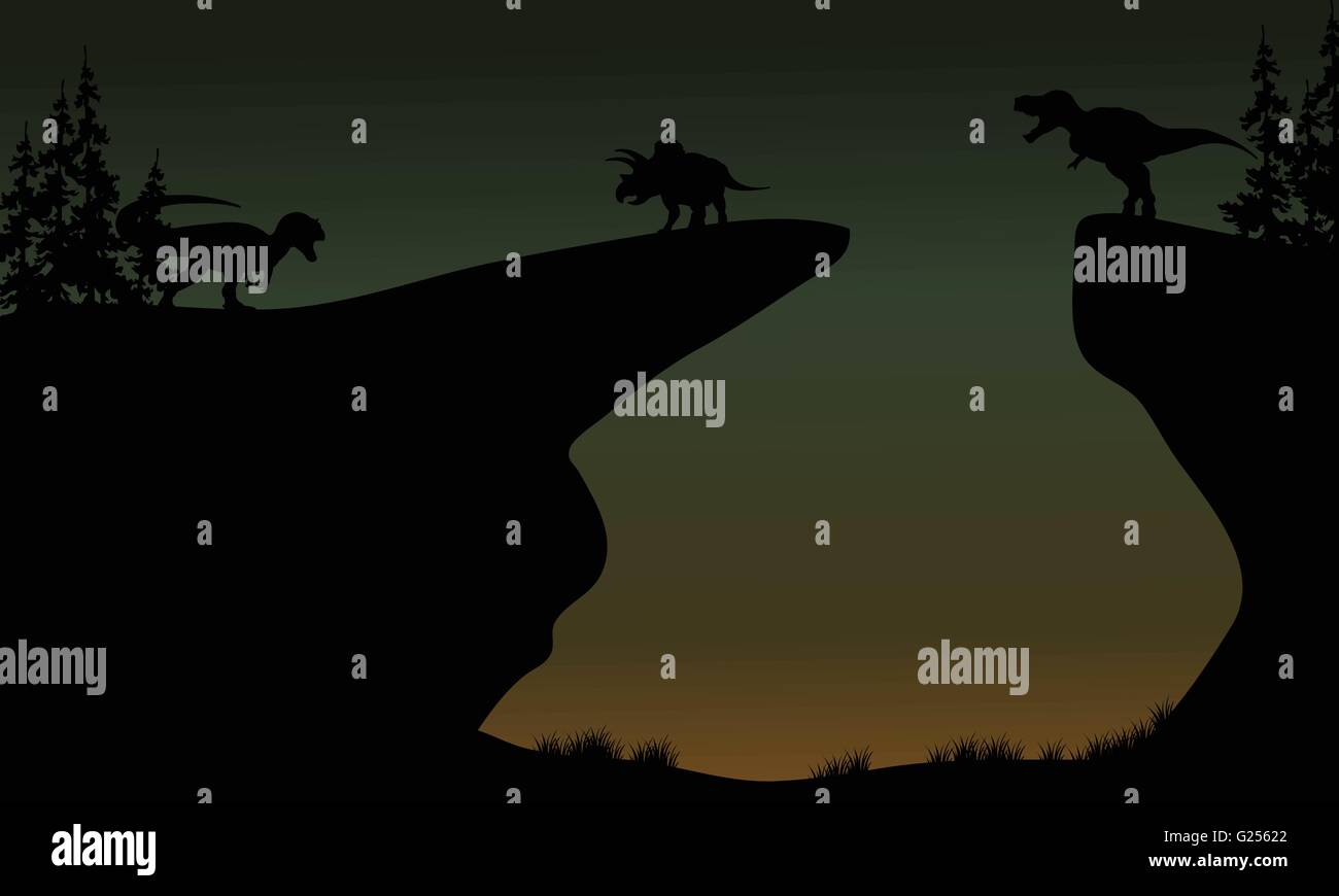 Silhouette of Triceratops and Allosaurus Stock Vector Image & Art - Alamy
