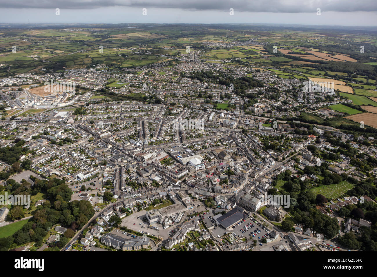 An aerial view of the town of Camborne Stock Photo Alamy