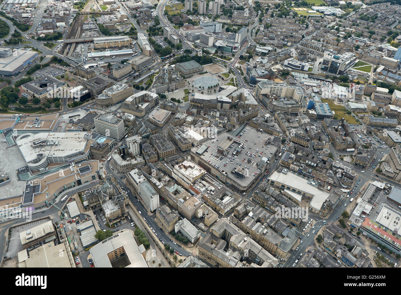 An aerial view of Bradford city centre, West Yorkshire Stock Photo