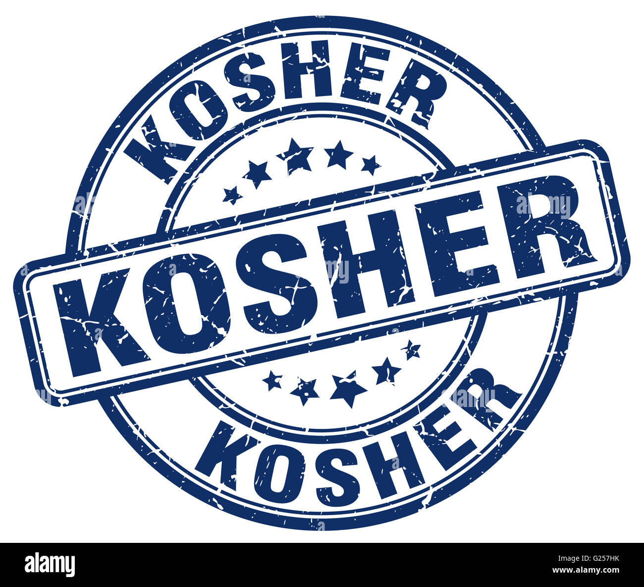 kosher blue grunge round vintage rubber stamp Stock Photo - Alamy