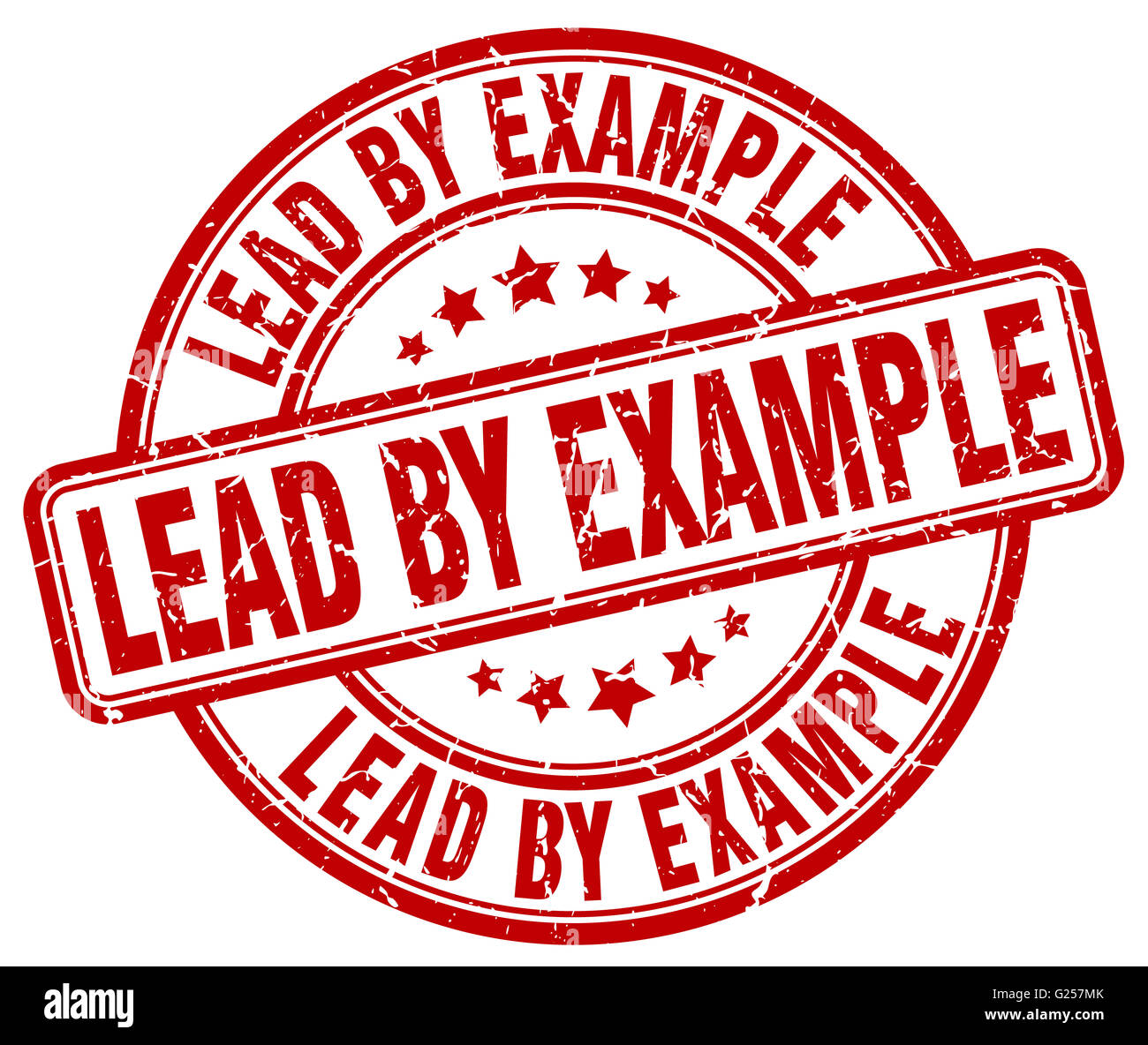 lead by example red grunge round vintage rubber stamp Stock Photo - Alamy