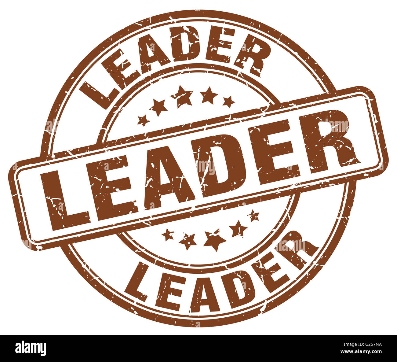 leader brown grunge round vintage rubber stamp Stock Photo - Alamy