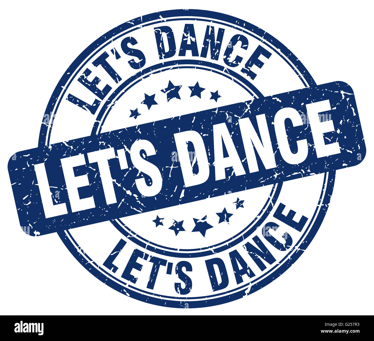 let's dance blue grunge round vintage rubber stamp Stock Photo - Alamy