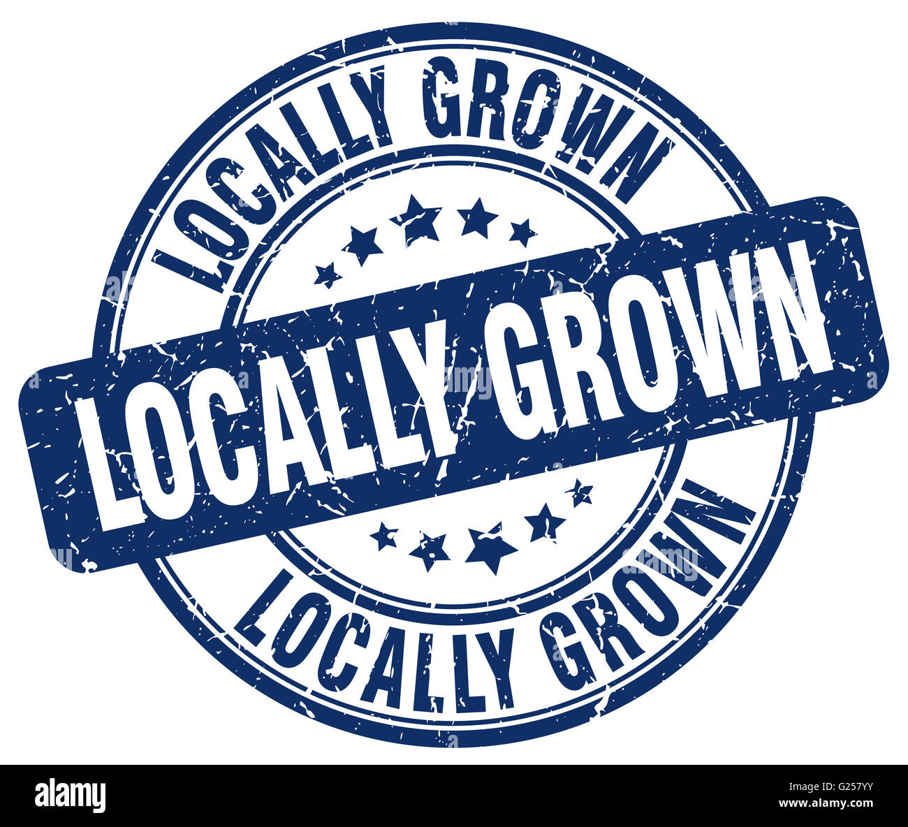 locally grown blue grunge round vintage rubber stamp Stock Photo - Alamy