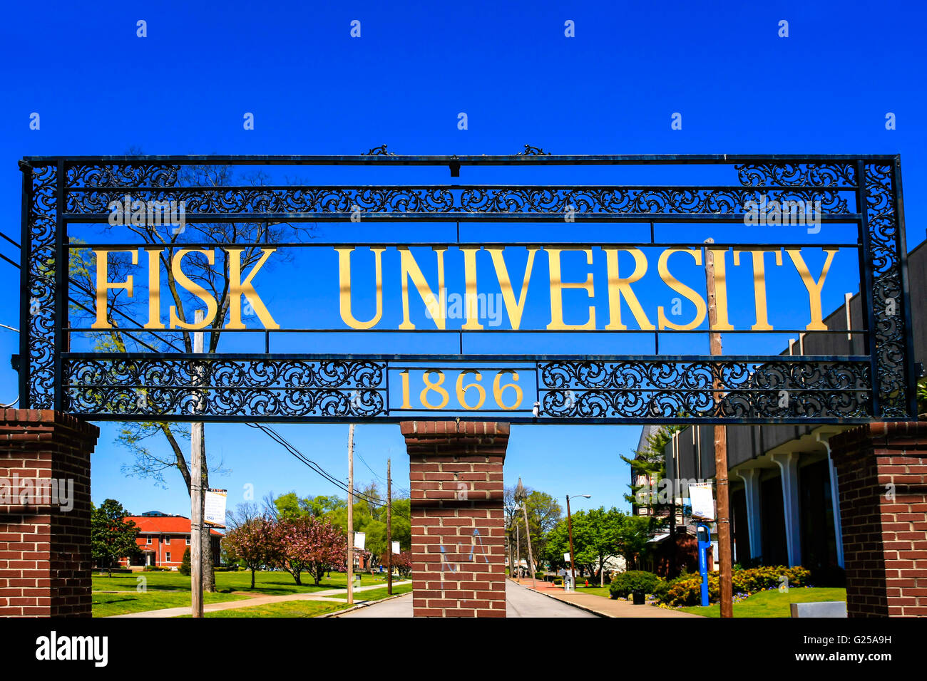 Entrance archway to Fisk University in Nashville, Tennessee. Founded in 1866 for former slaves