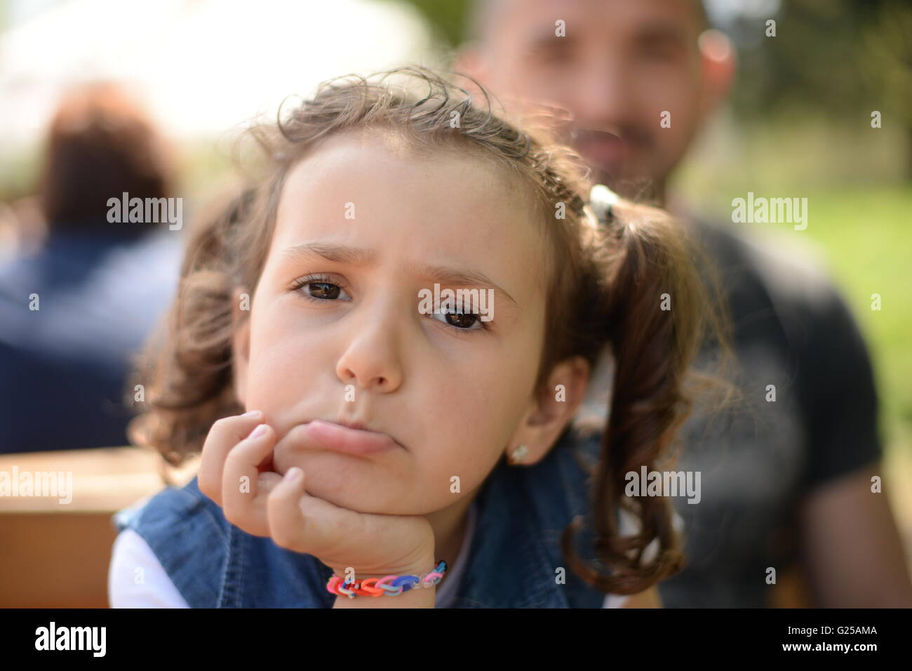 Girl pulling funny faces Stock Photo Alamy