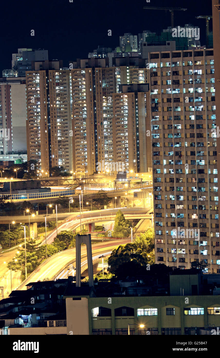 Hong Kong downtown at night Stock Photo - Alamy