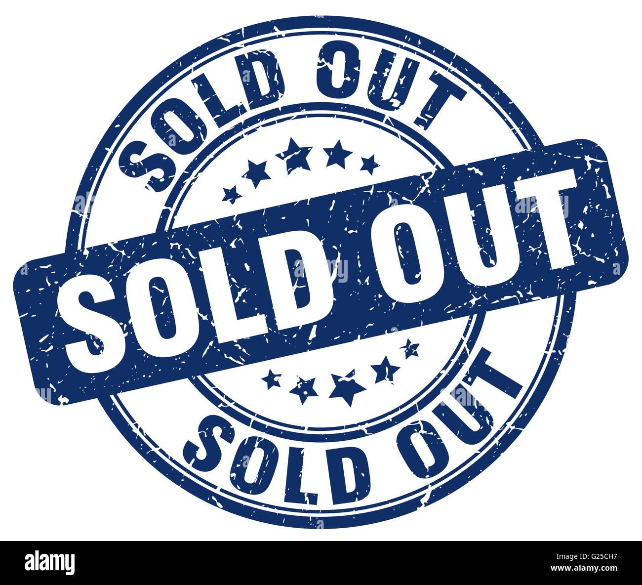 sold out blue grunge round vintage rubber stamp Stock Photo - Alamy