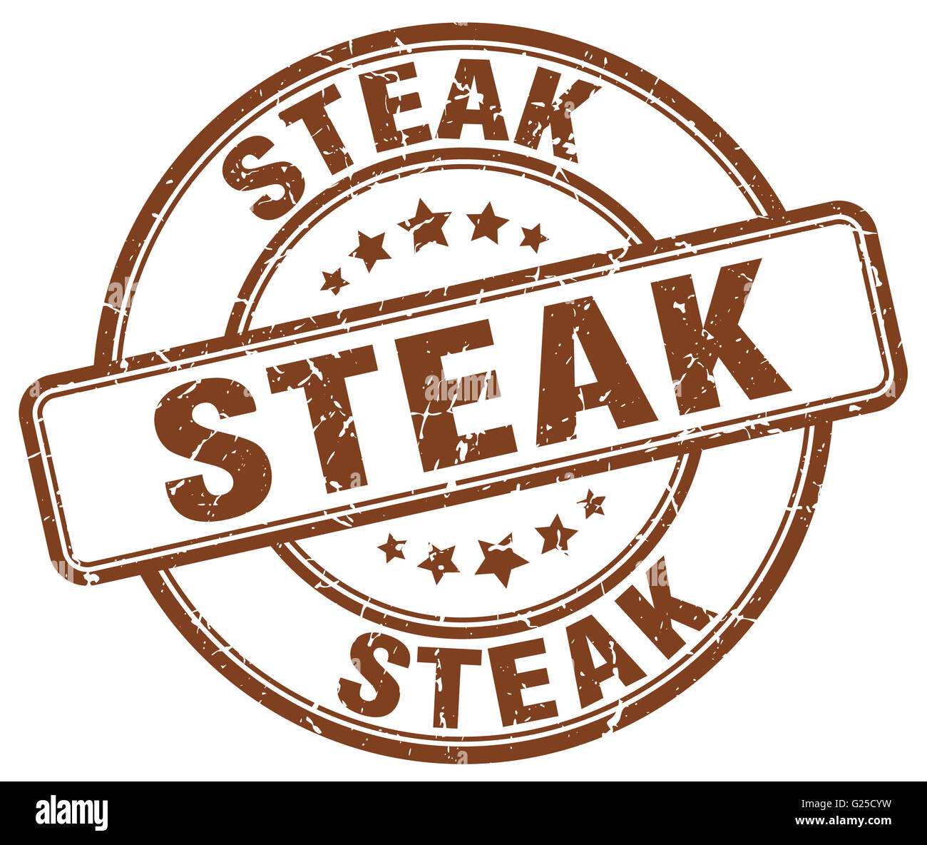steak brown grunge round vintage rubber stamp Stock Photo - Alamy