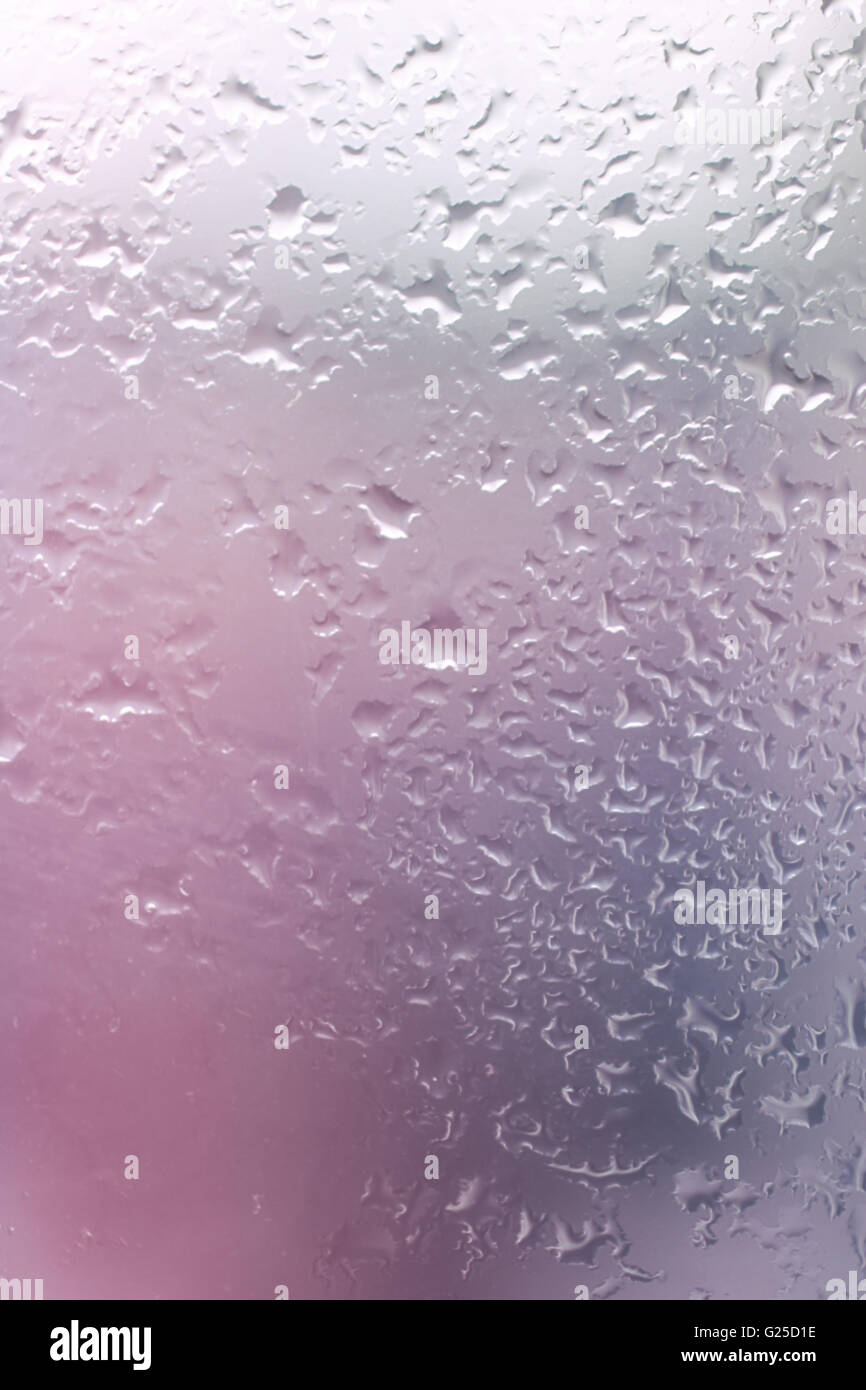 Texture of wet glass after rain closeup Stock Photo