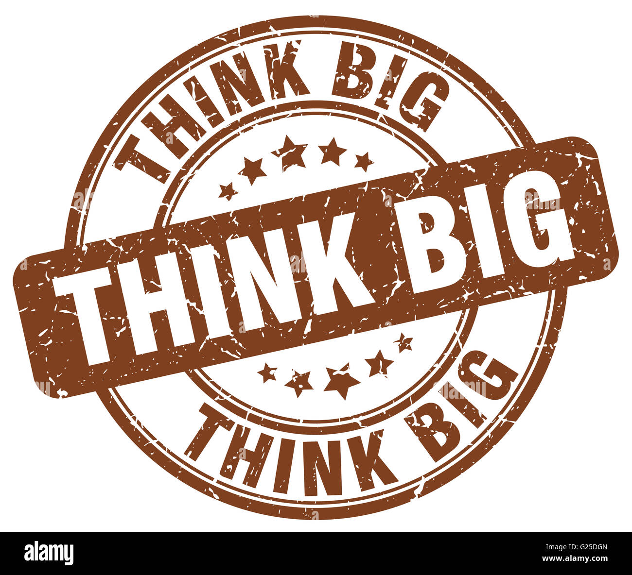 think big brown grunge round vintage rubber stamp Stock Photo - Alamy