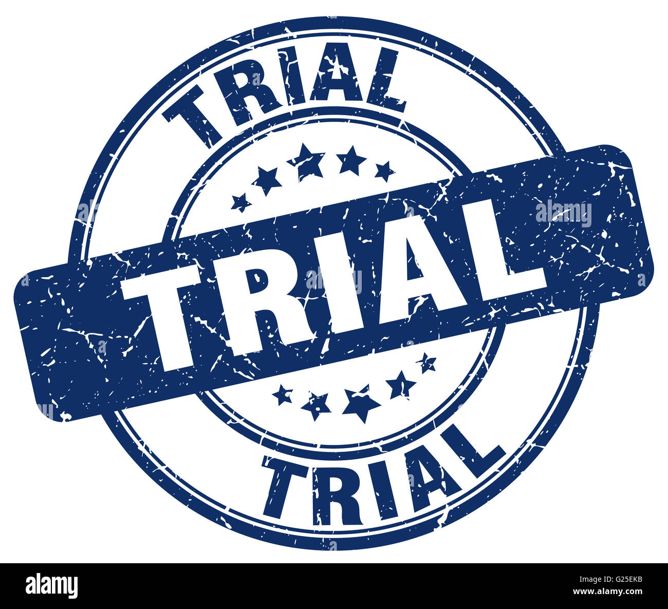 trial blue grunge round vintage rubber stamp Stock Photo - Alamy