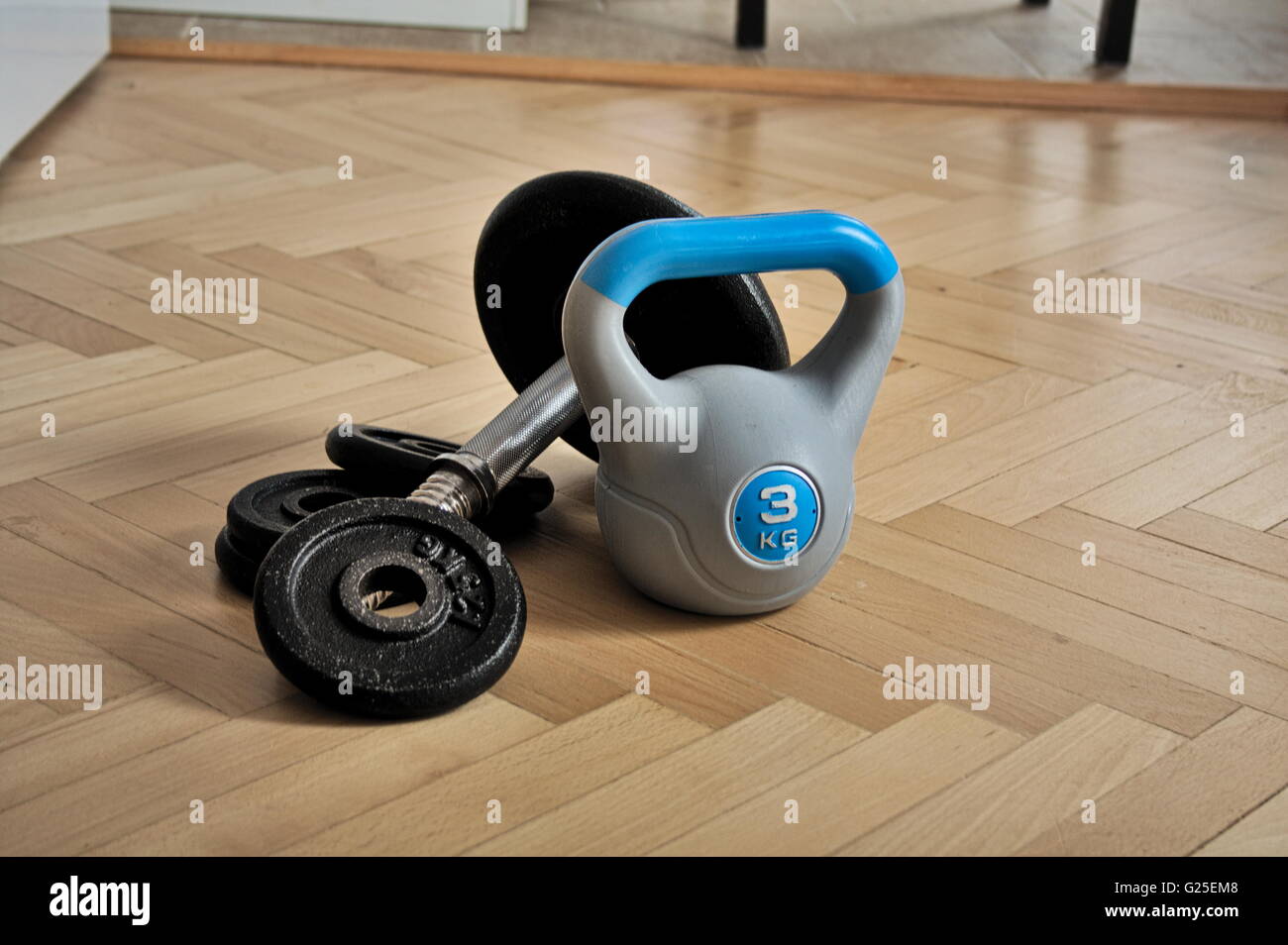 tools for home bodybuilding and fitness Stock Photo - Alamy