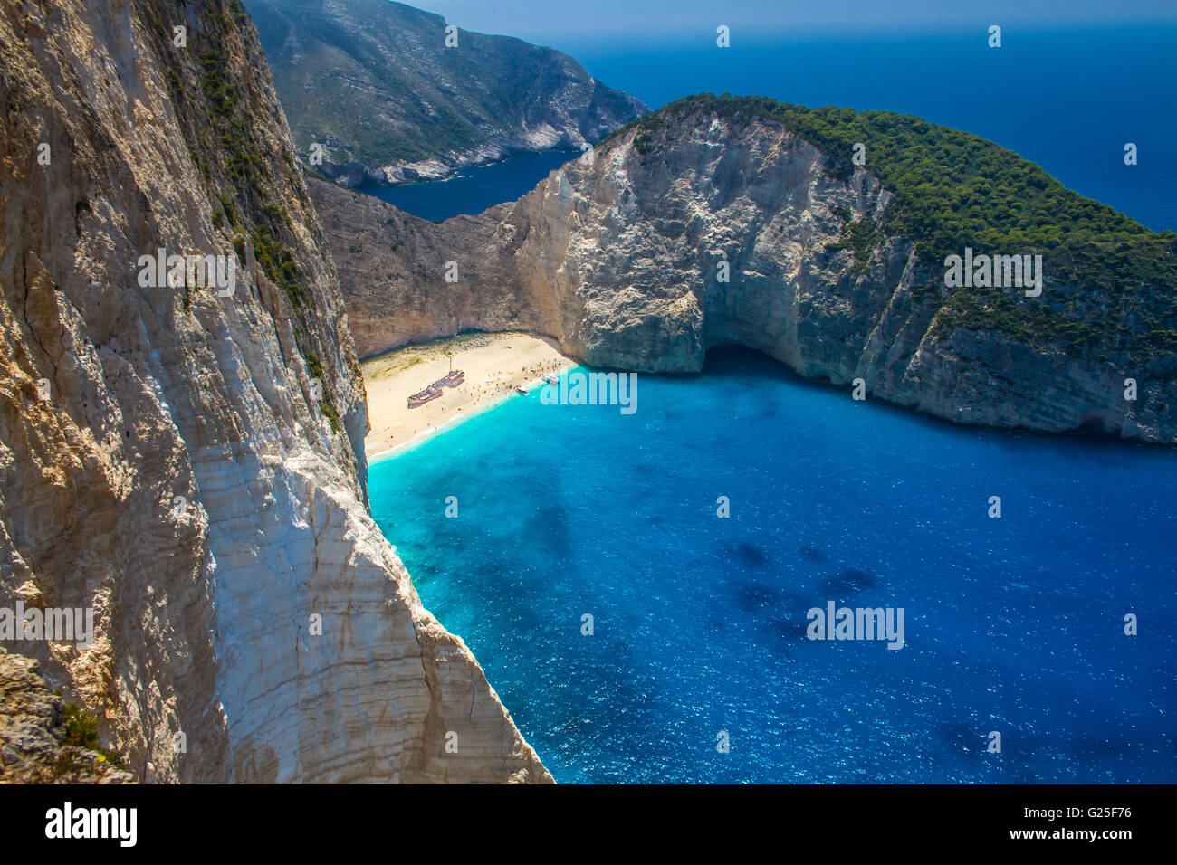 Navagio beach in greece island Zakynthos Stock Photo