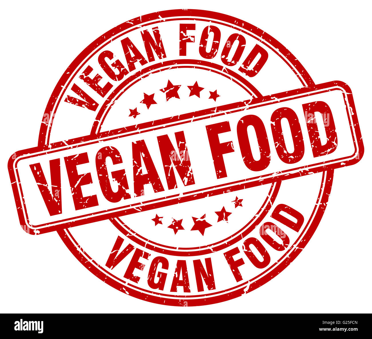 vegan food red grunge round vintage rubber stamp Stock Photo - Alamy