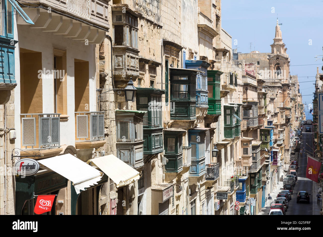 Balconies, Valletta, Malta Stock Photo
