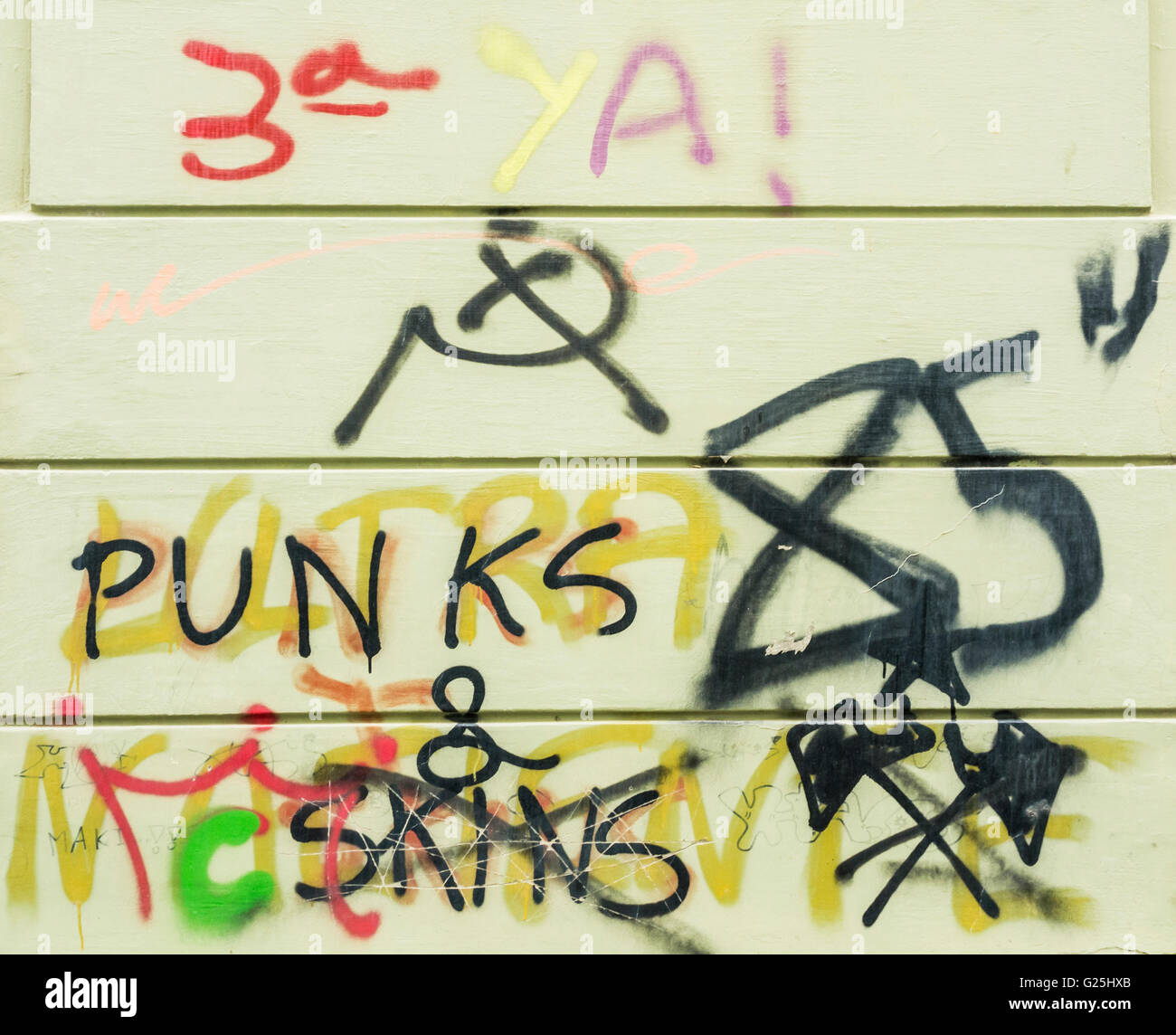 Punks and skins graffiti Stock Photo