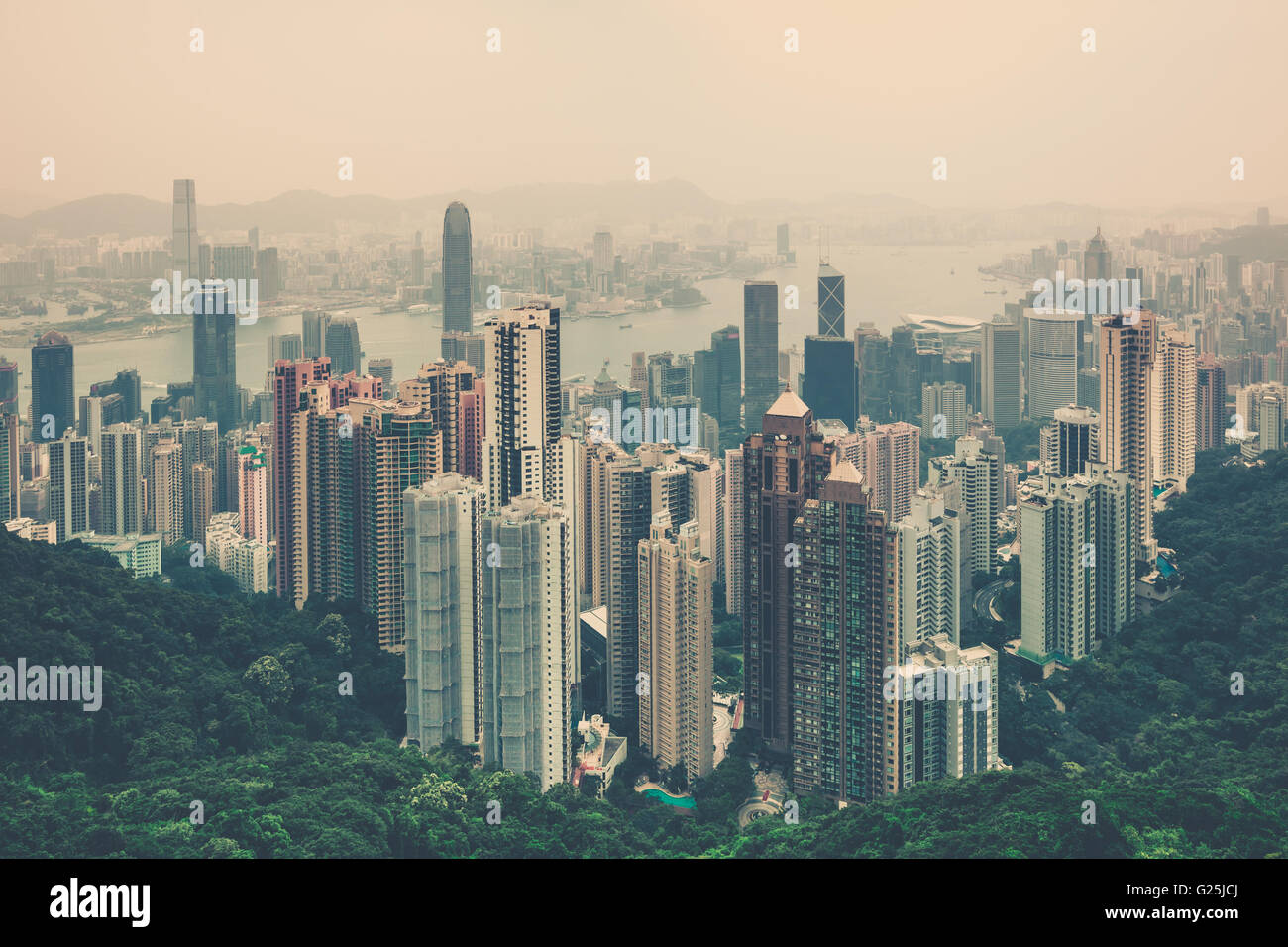 Hong kong skyline from the top of the peak hi-res stock photography and
