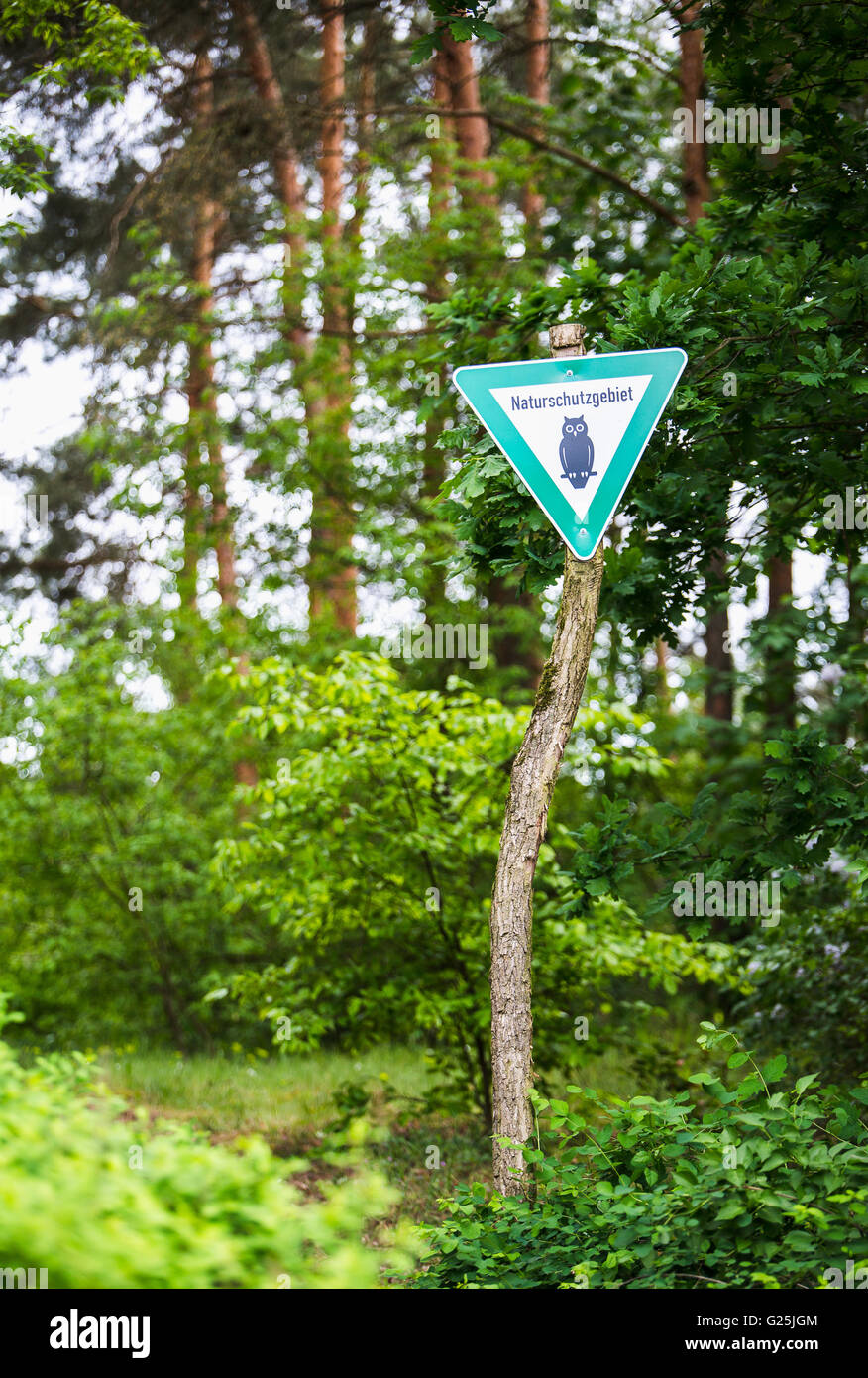 nature reserve sign indicating label german naturschutzgebiet Stock Photo