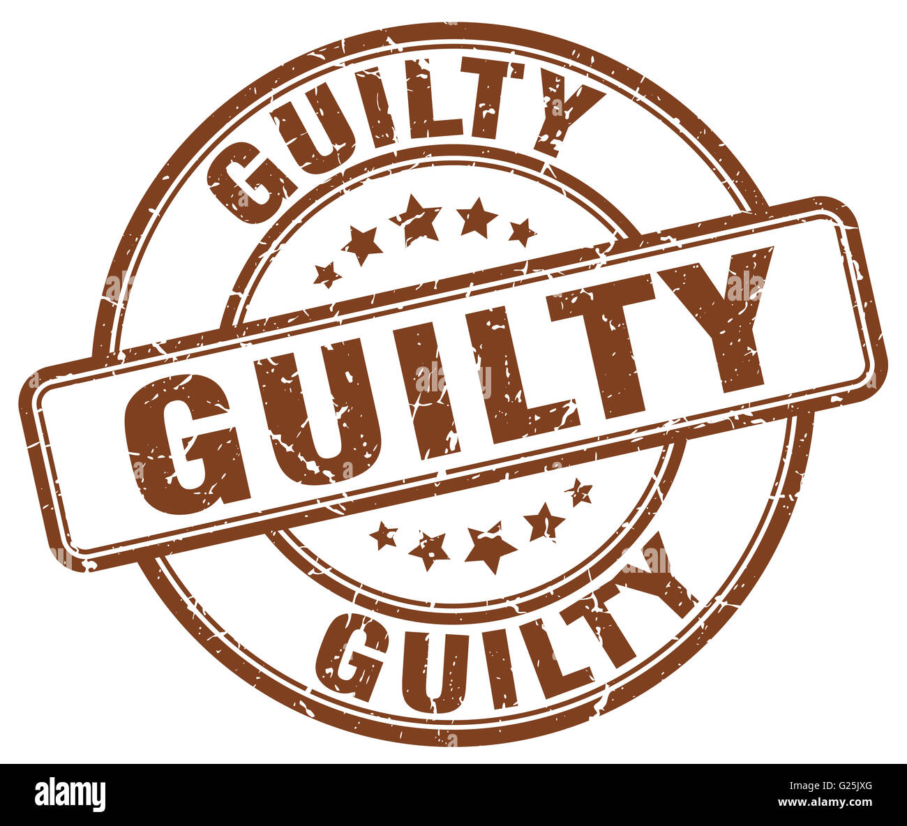 guilty brown grunge round vintage rubber stamp Stock Photo - Alamy