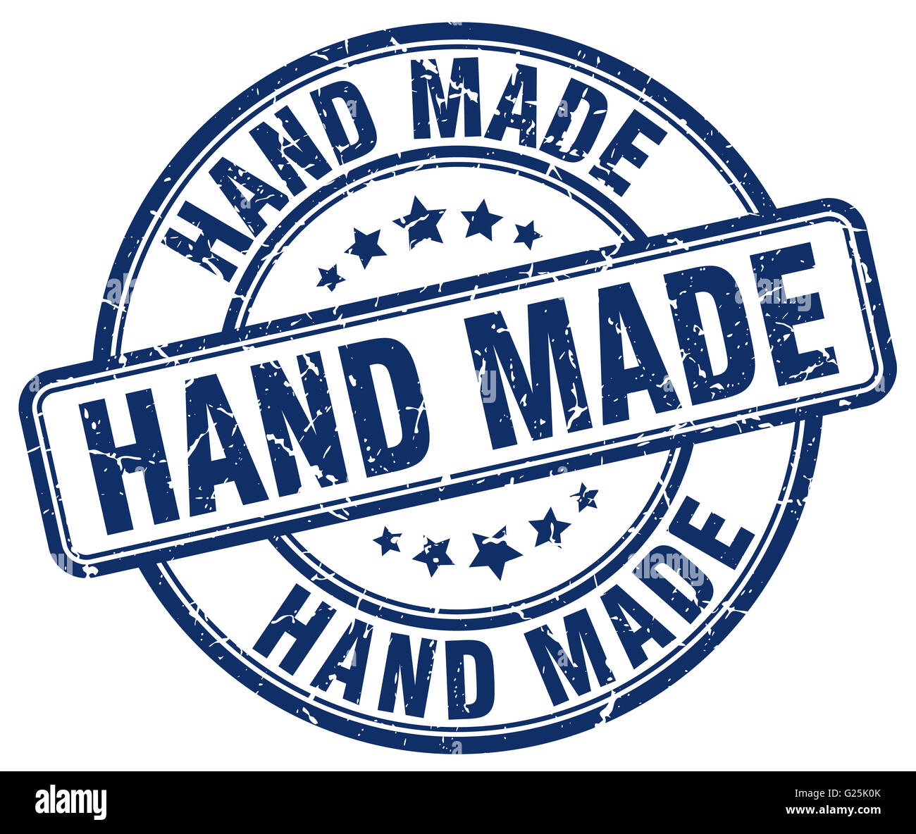 hand made blue grunge round vintage rubber stamp Stock Photo - Alamy