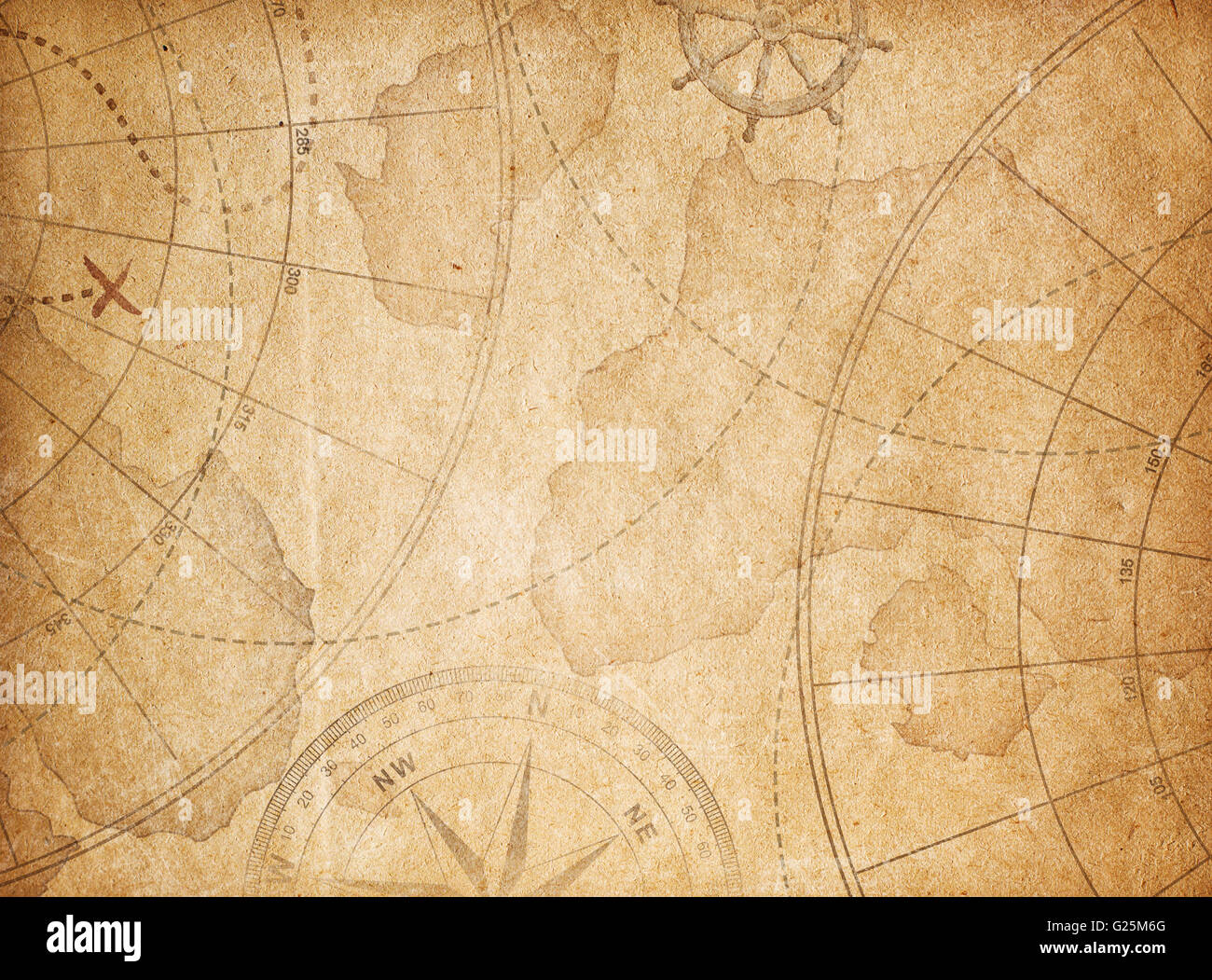 Aged Pirates Treasure Map Background Stock Photo Alamy
