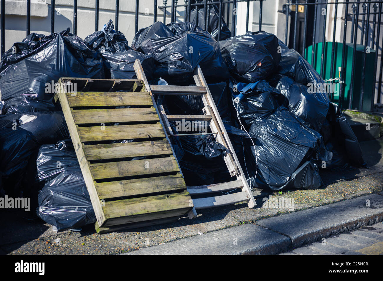 Rubbish recycling bags on street hires stock photography and images Alamy