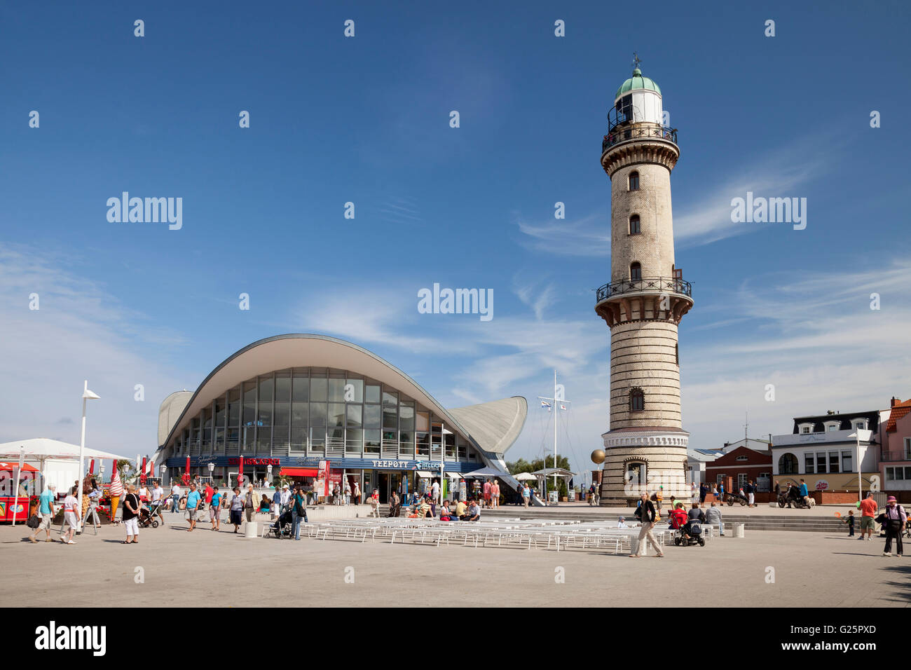 The Teepott, teapot, building and the lighthouse, Warnemünde, Rostock