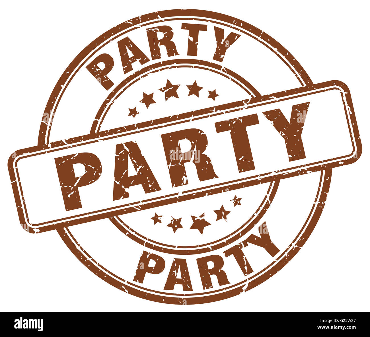 party brown grunge round vintage rubber stamp Stock Photo - Alamy